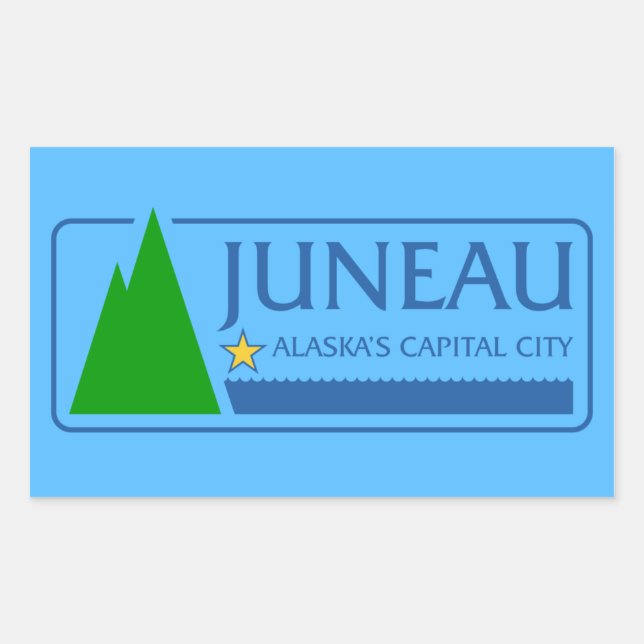 Adesivo Retangular Quatro Sinalizador de Juneau, Alasca (Frente)