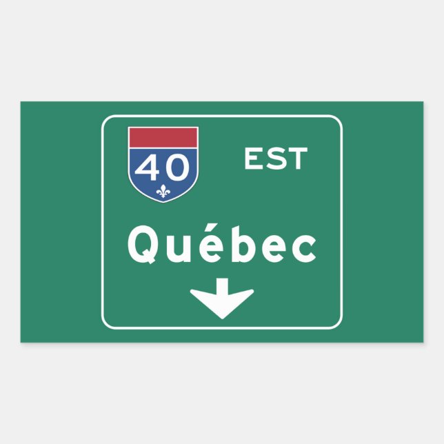 Adesivo Retangular Quebec, Canadá - Sinal de Estrada (Frente)