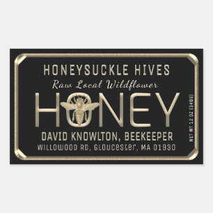 Adesivo Retangular Queen Bee Embossed Text e Frame Raw