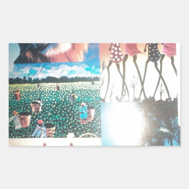 Adesivo Retangular Quênia: Vida Selvagem, Cultura e Praia Costeira (Frente)