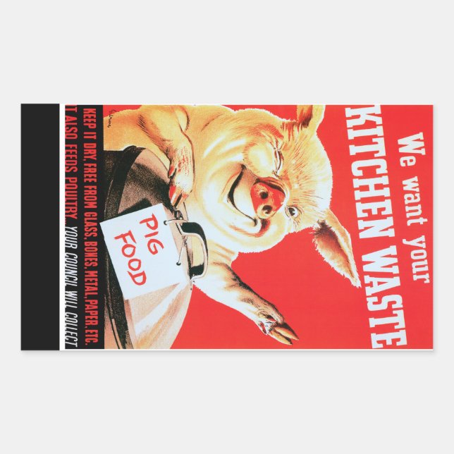 Adesivo Retangular Queremos Seu Desperdício De Cozinha (Frente)