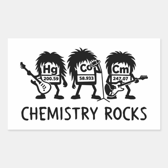 Adesivo Retangular Química Rocks Banda de Rock de Ciência (Frente)