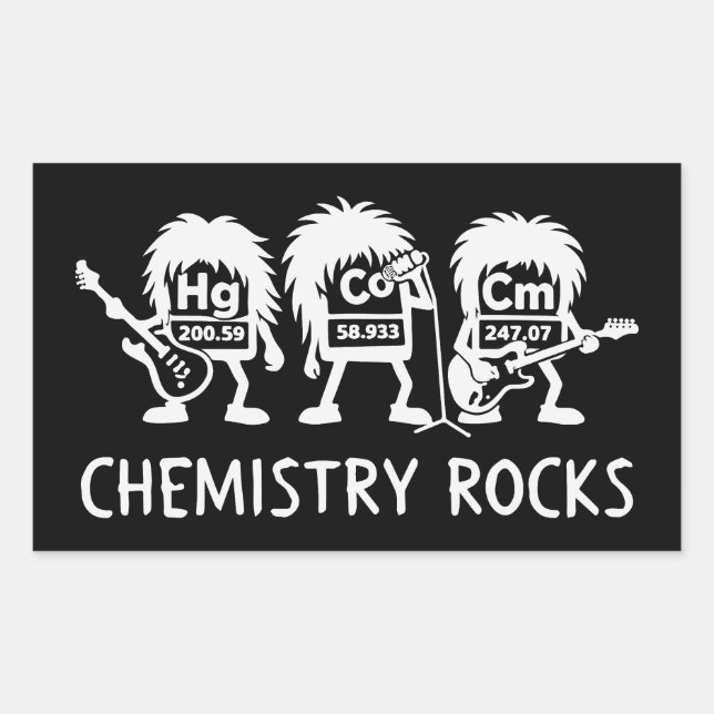 Adesivo Retangular Química Rocks Banda de Rock de Ciência (Frente)