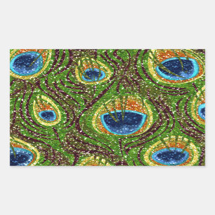 Adesivo Retangular RAB Rockabilful Colorful Peacock Feather Impressão