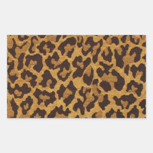 Adesivo Retangular RAB Rockabilly Estampa de Leopardo Marrom Dourado