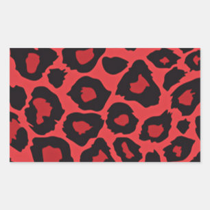 Adesivo Retangular RAB Rockabilly Estampa de Leopardo Vermelho Preto
