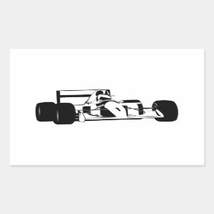 Adesivo Retangular Race Car Silhouette preto-e-branco