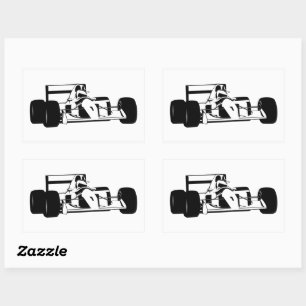 Adesivo Retangular Race Car Silhouette preto e branco