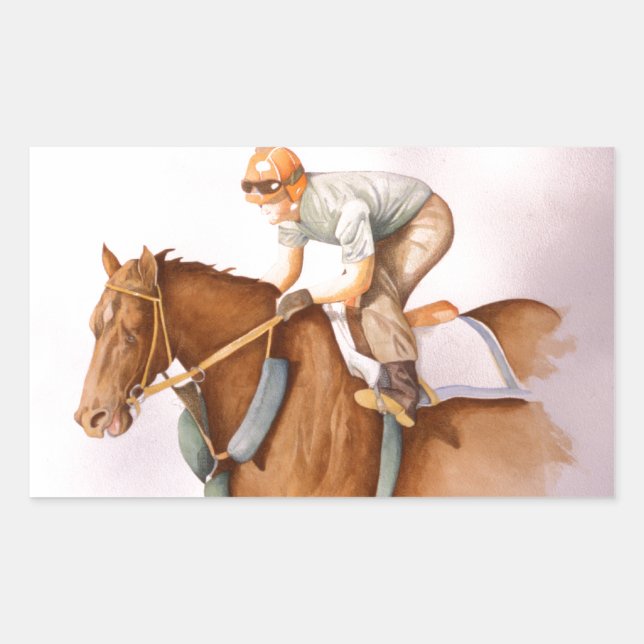 Adesivo Retangular Race Horse e Jockey (Frente)