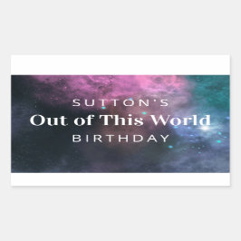 Adesivo Retangular Rainbow Galaxy Birthday