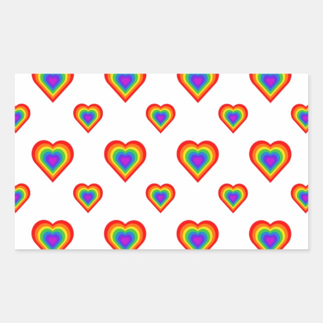 Adesivo Retangular Rainbow Heart (Frente)