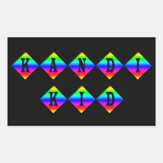 Adesivo Retangular Rainbow Kandi Kid (Frente)