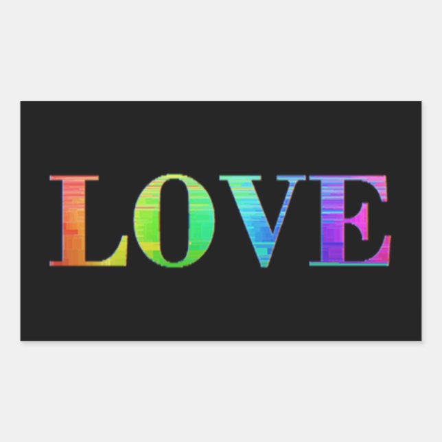 Adesivo Retangular Rainbow LGBT Love Black Cores Stickers (Frente)
