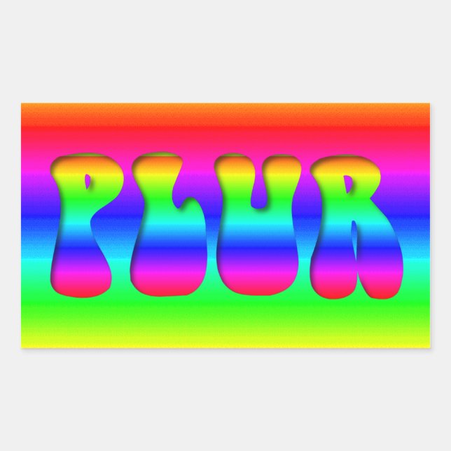 Adesivo Retangular Rainbow PLUR (Frente)