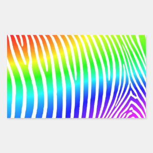 Adesivo Retangular Rainbow Zebra Stripes