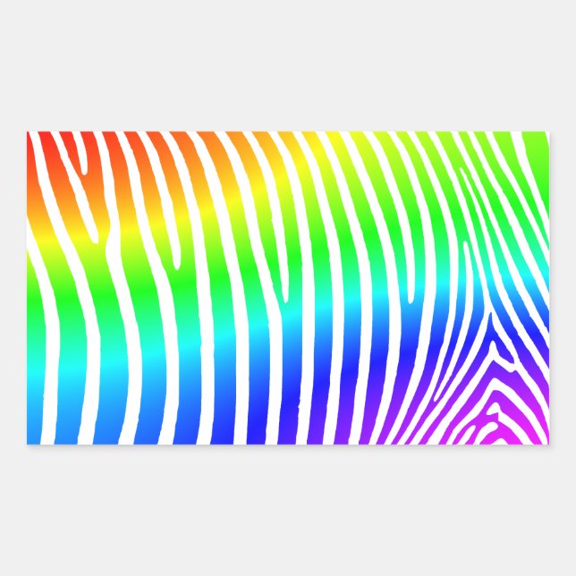 Adesivo Retangular Rainbow Zebra Stripes (Frente)