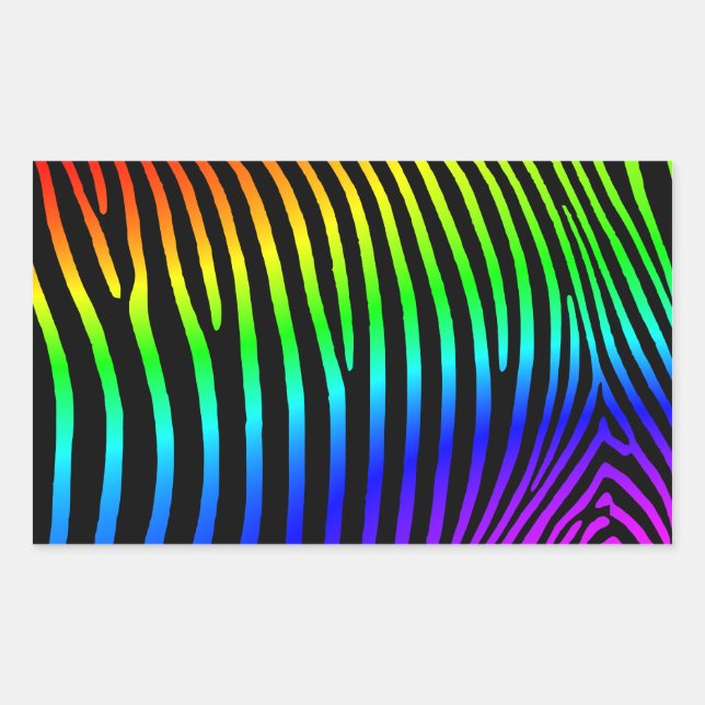 Adesivo Retangular Rainbow Zebra Stripes (Frente)
