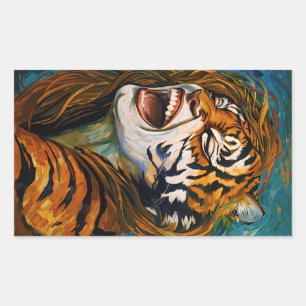 Adesivo Retangular Raio do Coração Selvagem - Tigresa Colorida