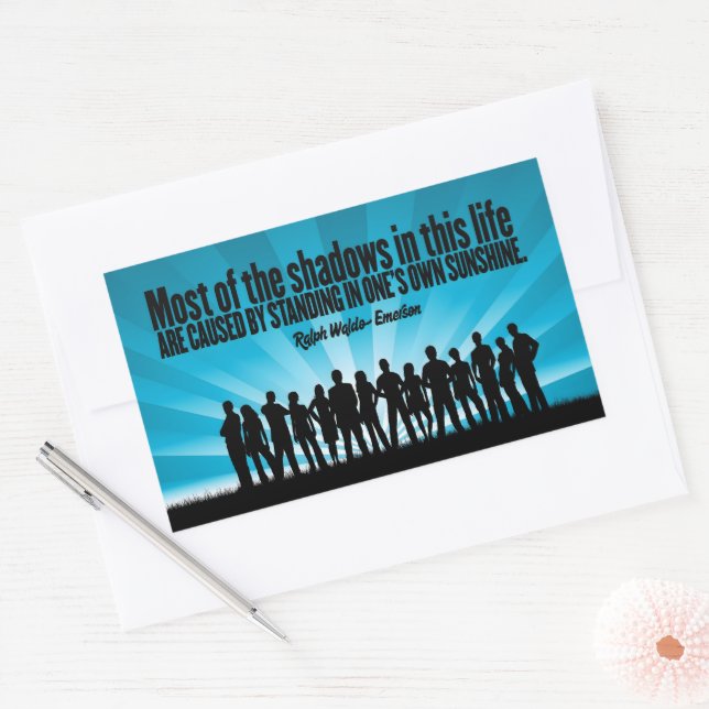 Adesivo Retangular Ralph Waldo Emerson Citação Inspiracional "Sombras (Envelope)