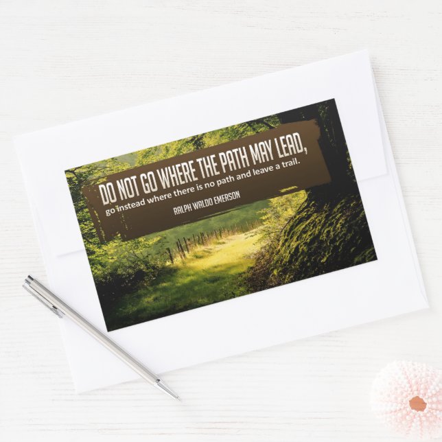 Adesivo Retangular Ralph Waldo Emerson Citação Inspiracional "Trilha" (Envelope)