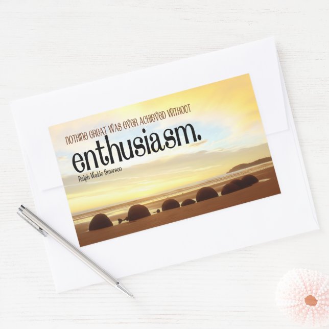 Adesivo Retangular Ralph Waldo Emerson Entusiasmo Inspiracional de Ci (Envelope)