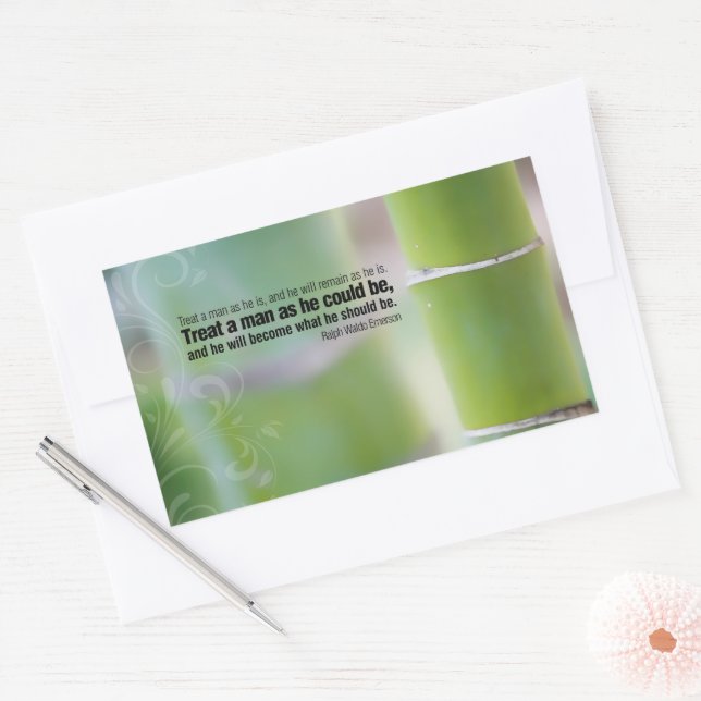 Adesivo Retangular Ralph Waldo Emerson Influência Inspiracional nas C (Envelope)