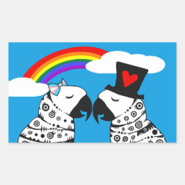 Adesivo Retangular Rapariga de papagaio transgênero com Namorado