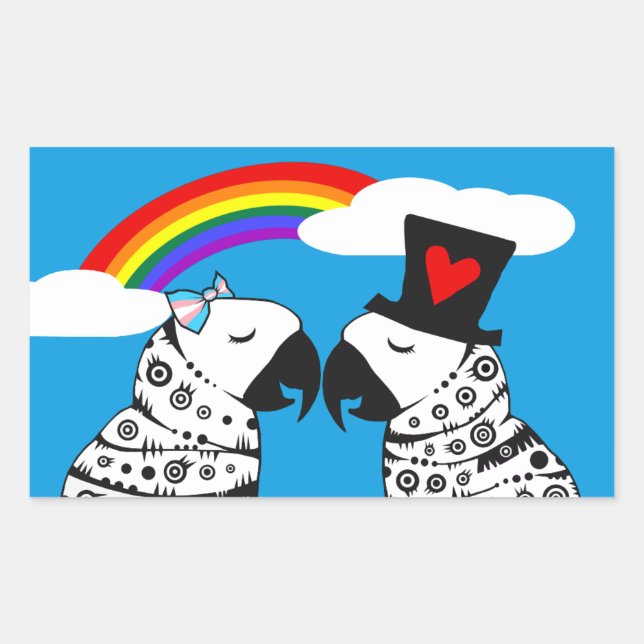 Adesivo Retangular Rapariga de papagaio transgênero com Namorado (Frente)