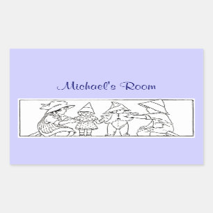 Adesivo Retangular Rapariga e Menino com Arte de Vintagem Personaliza