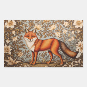 Adesivo Retangular Raposa Andando Inspirado em William Morris