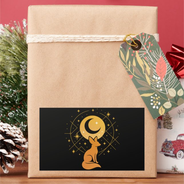 Adesivo Retangular Raposa do Deserto Celestial - Lua e Estrelas Cósmi (Feriado)