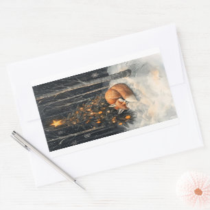 Adesivo Retangular Raposa Dormindo Natal Russo