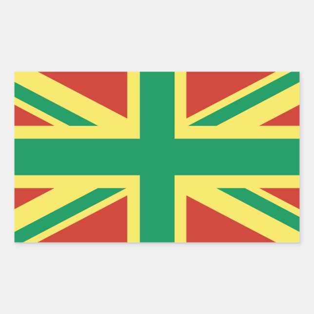 Adesivo Retangular Rasta Flag UK Sticker (Frente)
