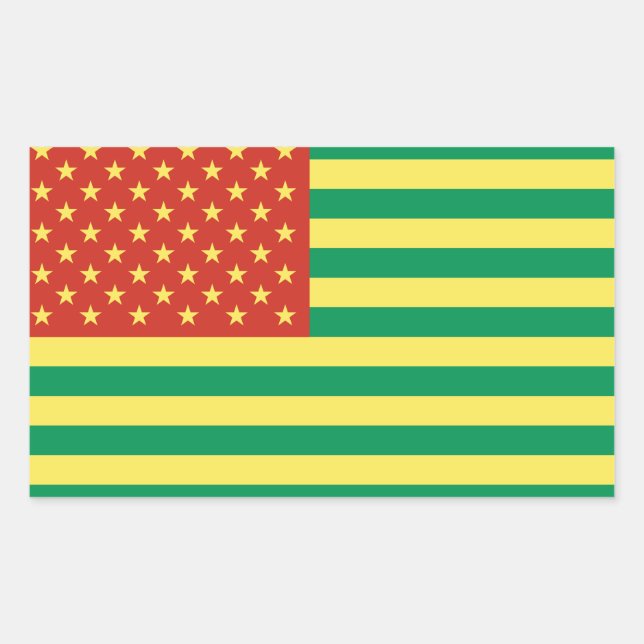 Adesivo Retangular Rasta Flag US Stickers (Frente)