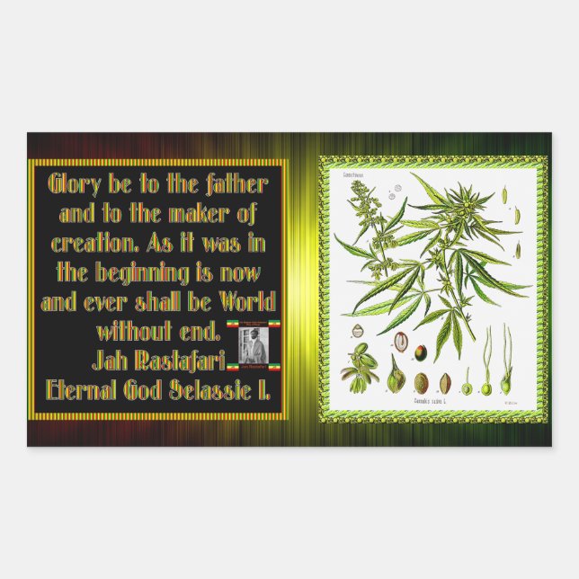 Adesivo Retangular Rasta Prayer Recitada antes da Cerimônia de Fumage (Frente)