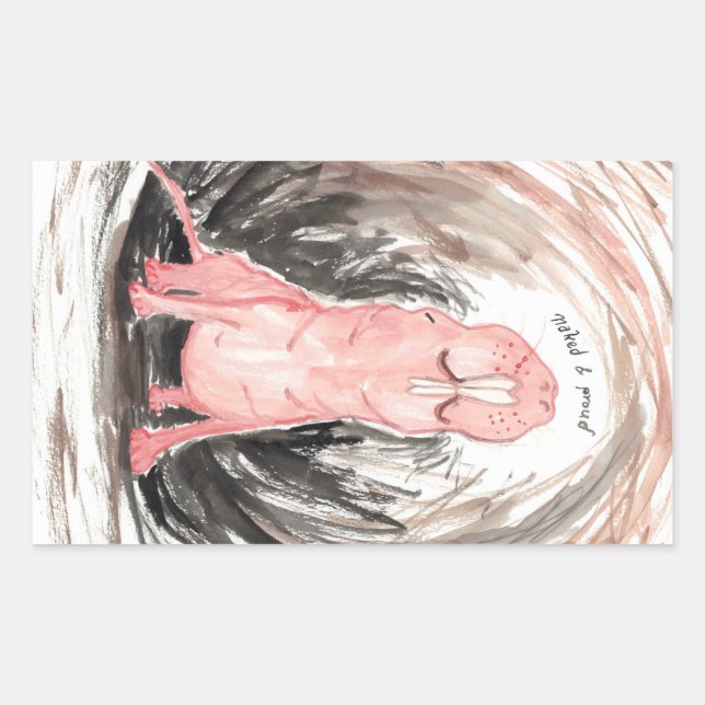 Adesivo Retangular Rato-de-ouro pelado (e orgulhoso) (Frente)