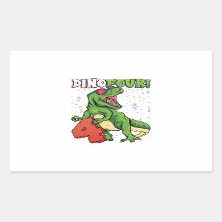 Adesivo Retangular Rawr Eu sou um dinofour 4º aniversário do Dinossau
