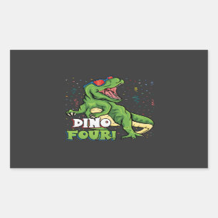 Adesivo Retangular Rawr Eu sou um Dinofour 4º Dinossauro de Aniversár