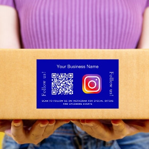 Adesivo Retangular Real blue white business name qr code instagram