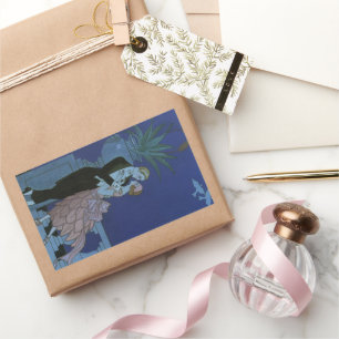 Adesivo Retangular Recém-casados Vintage Art Déco, Oui de George Barb