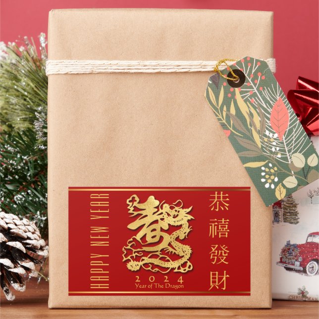 Adesivo Retangular RecS do Dragão de Ano Novo Chinês (Feriado)