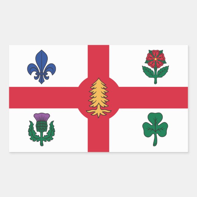 Adesivo Retangular Rectangle sticker with Flag of Montreal, Canada (Frente)