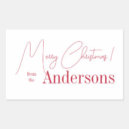 Adesivo Retangular Red and White Christmas from Family Name