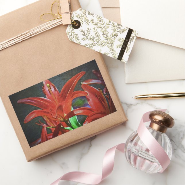 Adesivo Retangular Red Lily Texturizada por Shirley Taylor (Presentear)