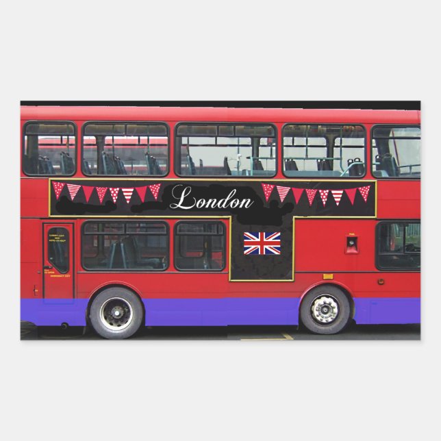 Adesivo Retangular Red London Bus Double Decker (Frente)