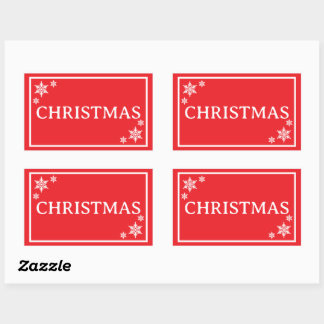Adesivo Retangular Red Snowflakes Simple Christmas Word