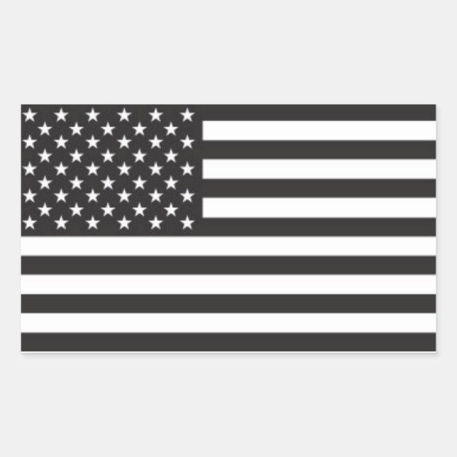 Adesivo Retangular Red Team Black & White American Flag Sticker (Frente)