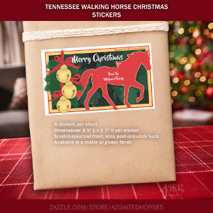 Adesivo Retangular Red Tennessee Walker Horse Christmas Jingle Bells