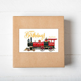 Adesivo Retangular Red Train Happy Birday
