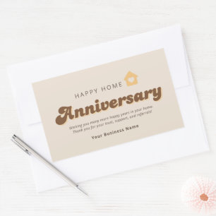 Adesivo Retangular Referência de Aniversário de Casa de Imóveis Retro